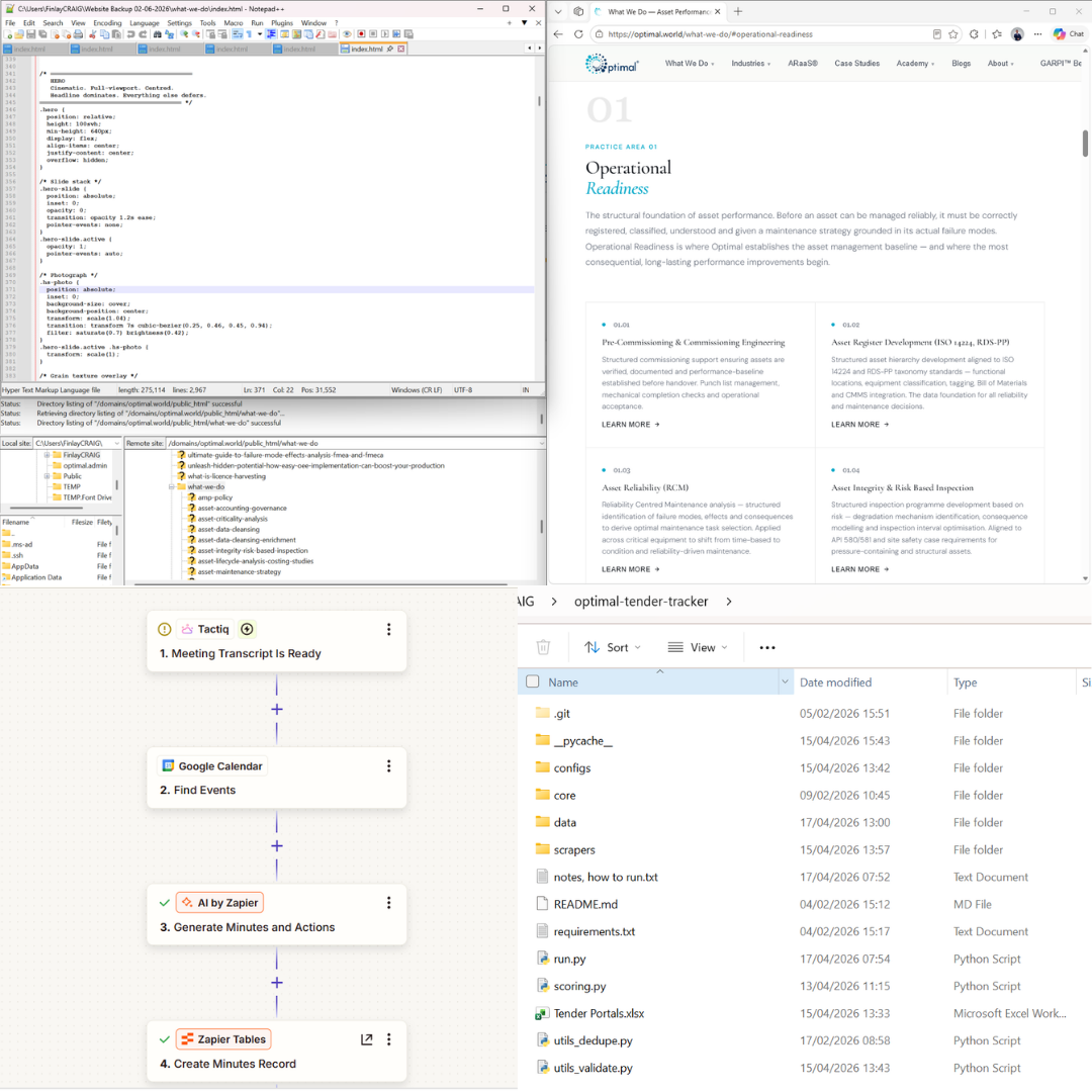 Coding and AI automation work for Optimal